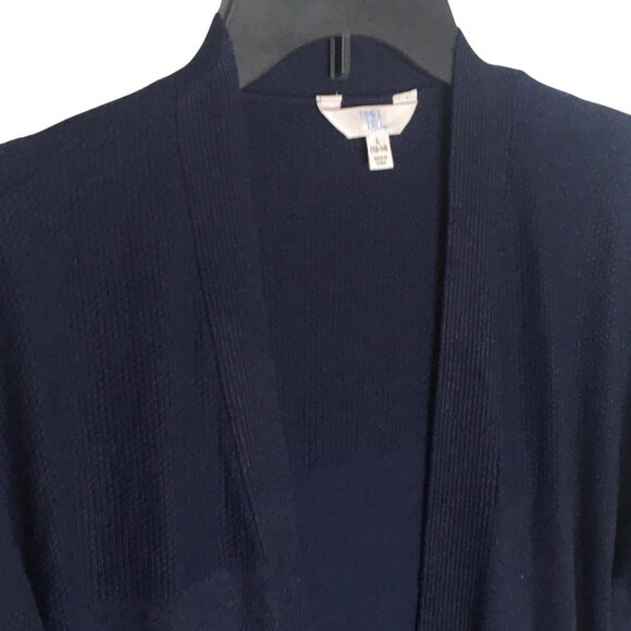 Time and Tru Cardigan Womens Large 12-14 Dark Navy Open  Pockets Lightweight - Picture 14 of 16